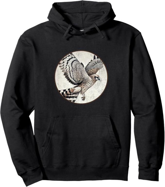 Hen Harrier Retro Bird Design Unisex Pullover Hoodie by Bird.fan