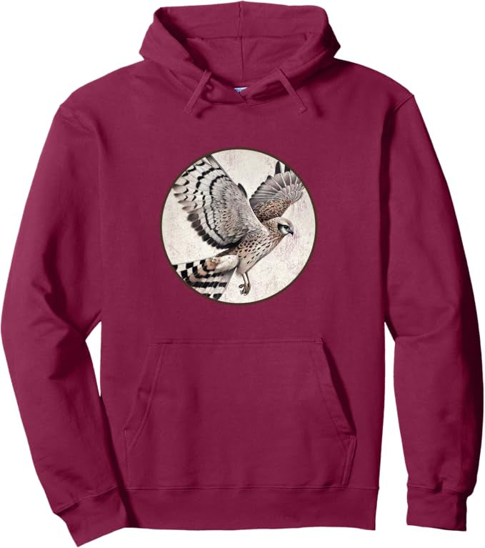 Hen Harrier Retro Bird Design Unisex Pullover Hoodie by Bird.fan
