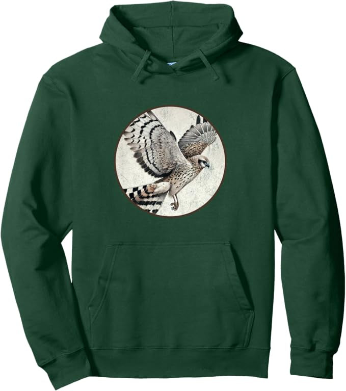 Hen Harrier Retro Bird Design Unisex Pullover Hoodie by Bird.fan
