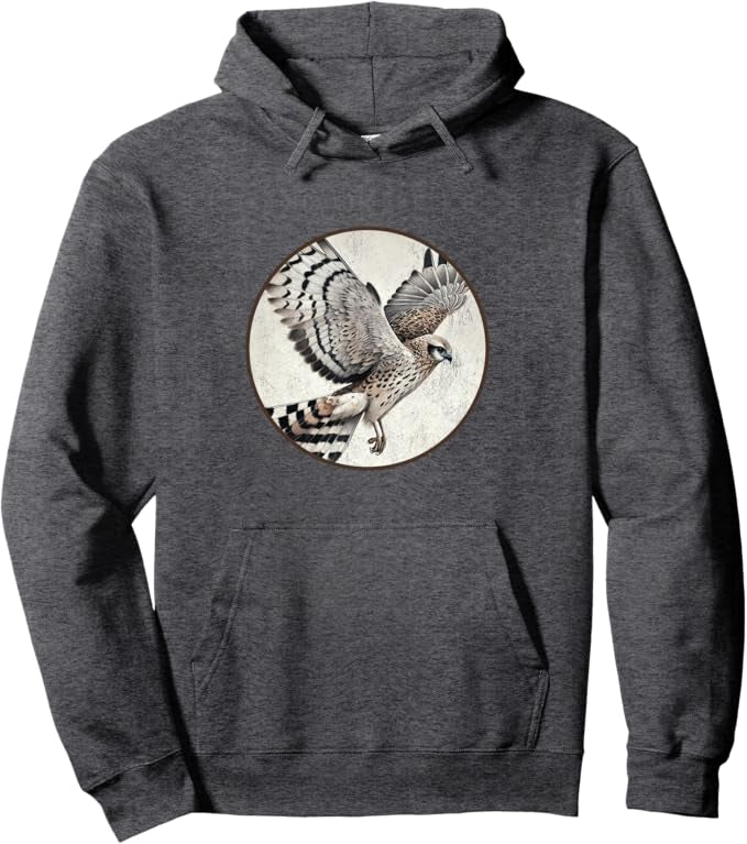 Hen Harrier Retro Bird Design Unisex Pullover Hoodie by Bird.fan