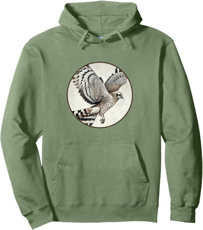 Hen Harrier Retro Bird Design Unisex Pullover Hoodie by Bird.fan
