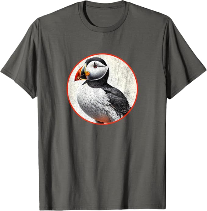 Horned Puffin T-Shirt Retro Design by Bird.fan | Men's Birding Graphic Tee