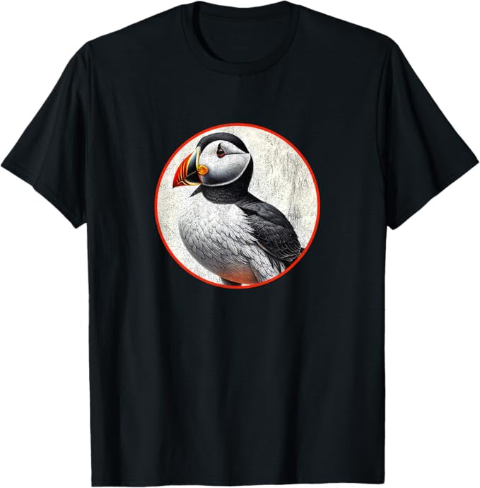 Horned Puffin T-Shirt Retro Design by Bird.fan | Men's Birding Graphic Tee
