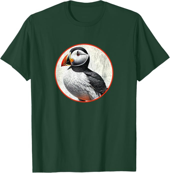 Horned Puffin T-Shirt Retro Design by Bird.fan | Men's Birding Graphic Tee