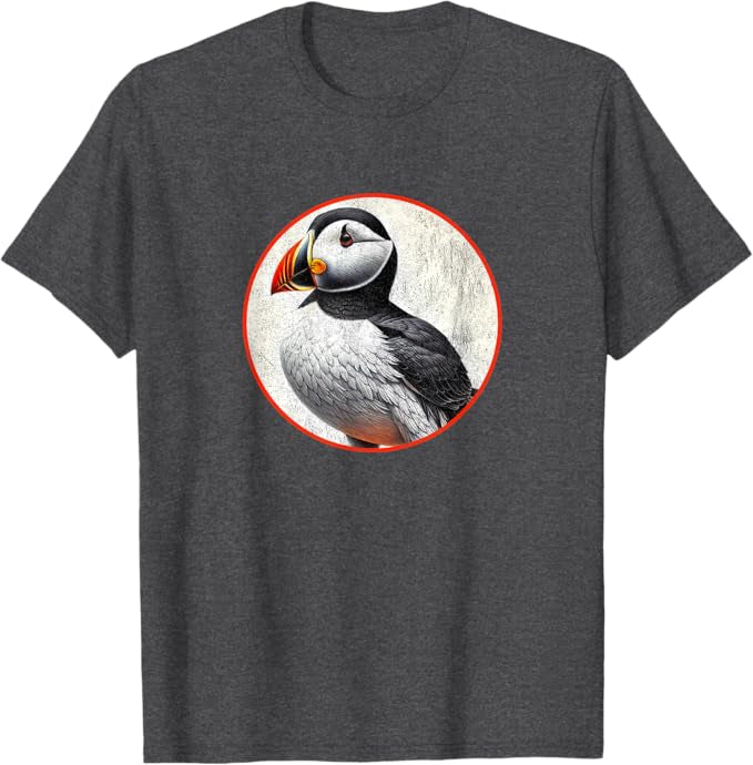 Horned Puffin T-Shirt Retro Design by Bird.fan | Men's Birding Graphic Tee