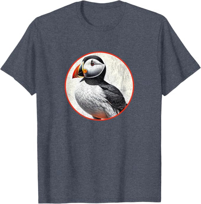 Horned Puffin T-Shirt Retro Design by Bird.fan | Men's Birding Graphic Tee