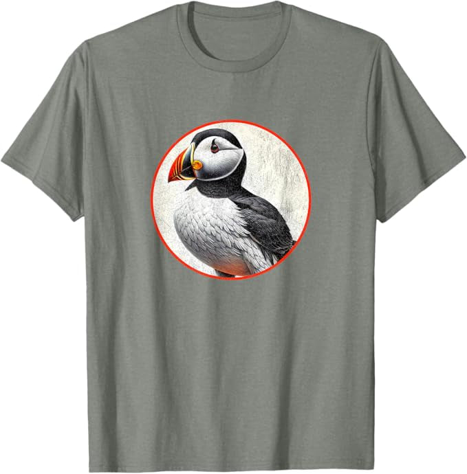 Horned Puffin T-Shirt Retro Design by Bird.fan | Men's Birding Graphic Tee
