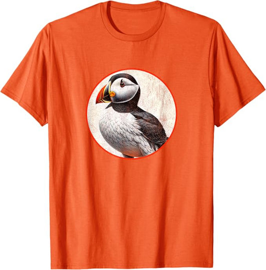 Horned Puffin T-Shirt Retro Design by Bird.fan | Men's Birding Graphic Tee
