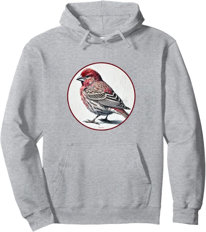 Retro House Finch Hoodie – Vintage Bird Design Sweatshirt
