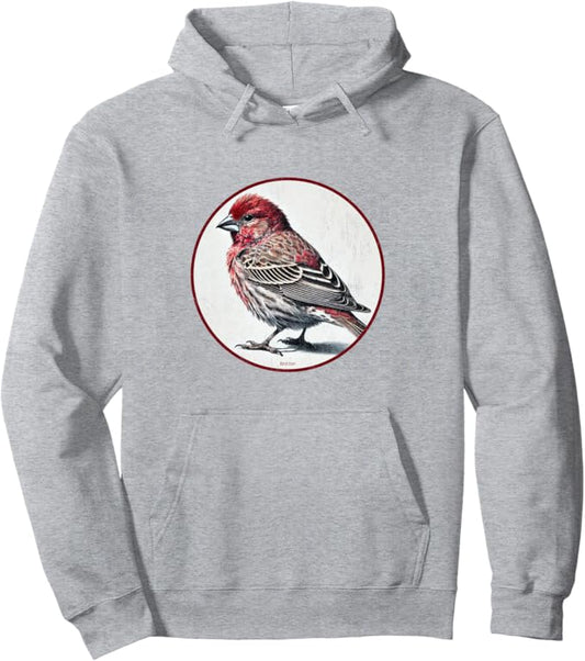 Retro House Finch Hoodie – Vintage Bird Design Sweatshirt