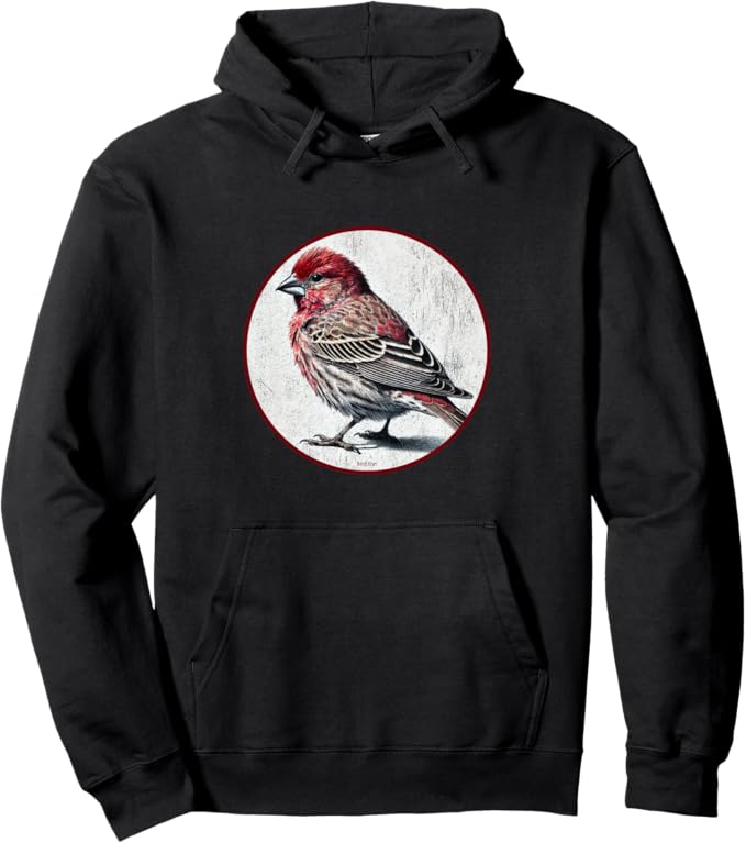 Retro House Finch Hoodie – Vintage Bird Design Sweatshirt