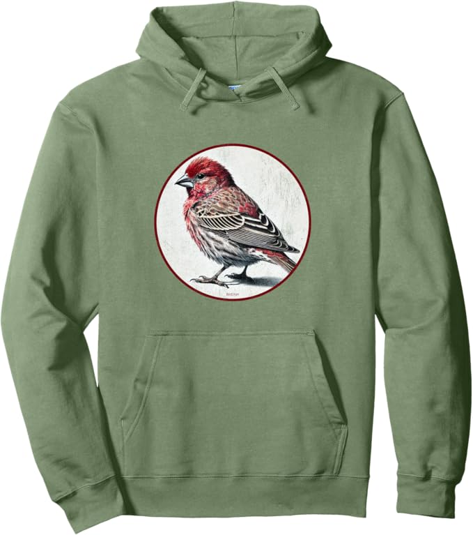 Retro House Finch Hoodie – Vintage Bird Design Sweatshirt