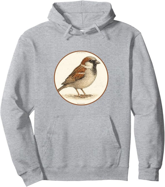 Retro House Sparrow Hoodie – Vintage Bird Design Sweatshirt