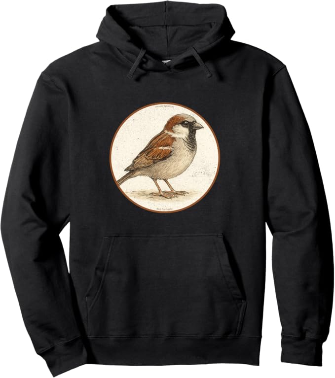 Retro House Sparrow Hoodie – Vintage Bird Design Sweatshirt