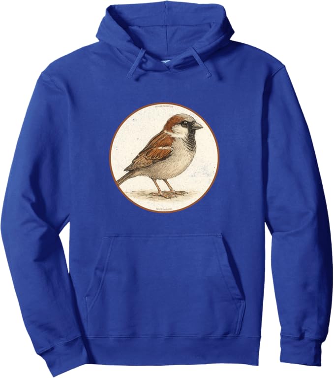 Retro House Sparrow Hoodie – Vintage Bird Design Sweatshirt