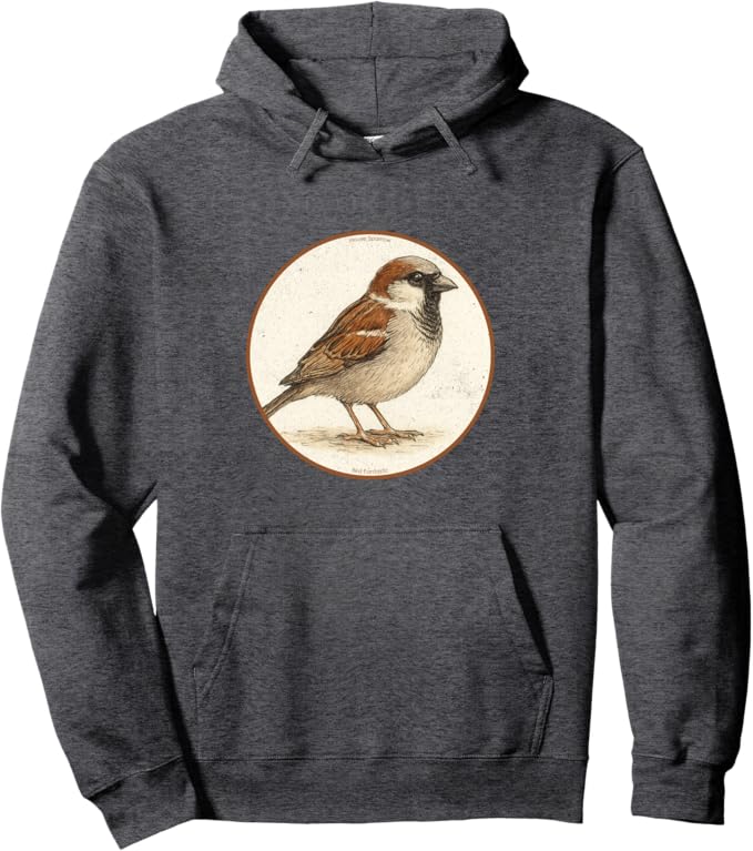 Retro House Sparrow Hoodie – Vintage Bird Design Sweatshirt