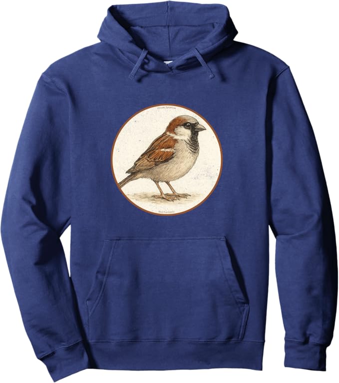 Retro House Sparrow Hoodie – Vintage Bird Design Sweatshirt