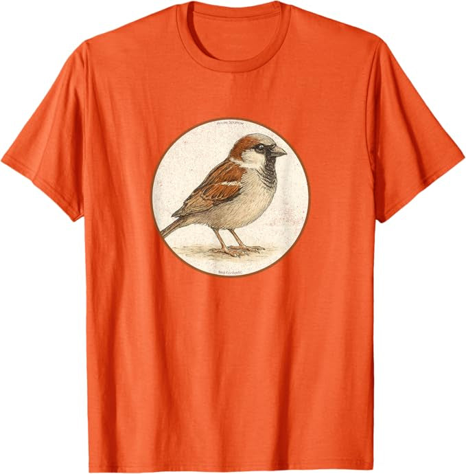 House Sparrow T-Shirt Retro Design by Bird.fan | Men's Birding Graphic Tee