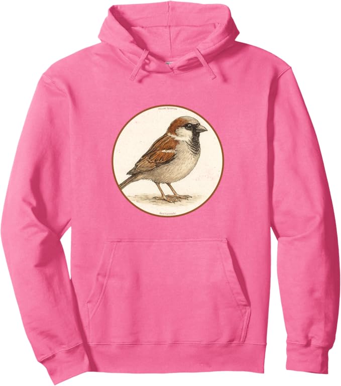 Retro House Sparrow Hoodie – Vintage Bird Design Sweatshirt