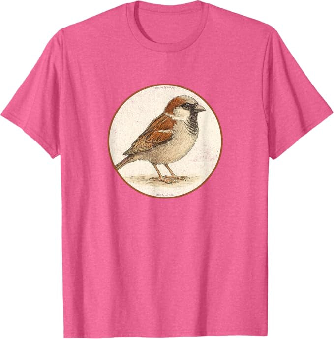 House Sparrow T-Shirt Retro Design by Bird.fan | Men's Birding Graphic Tee
