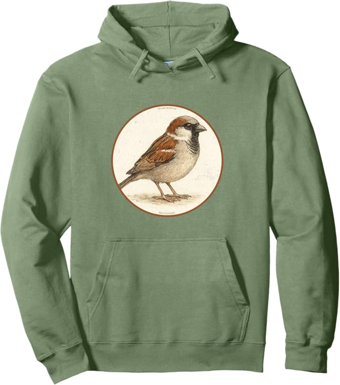 Retro House Sparrow Hoodie – Vintage Bird Design Sweatshirt