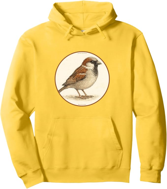 Retro House Sparrow Hoodie – Vintage Bird Design Sweatshirt