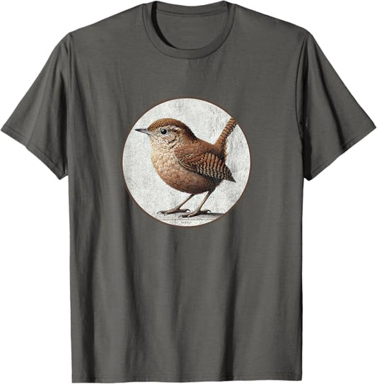 House Wren T-Shirt Retro Design by Bird.fan | Men's Birding Graphic Tee