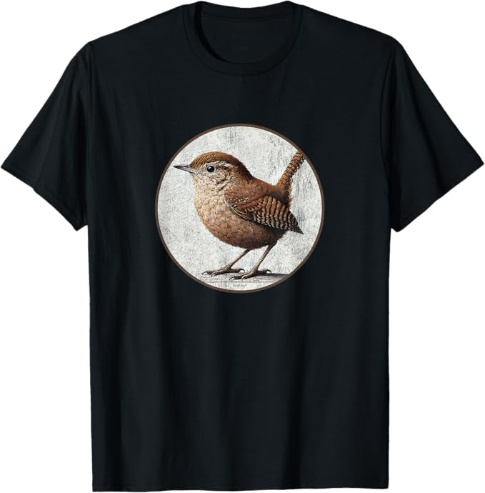 House Wren T-Shirt Retro Design by Bird.fan | Men's Birding Graphic Tee