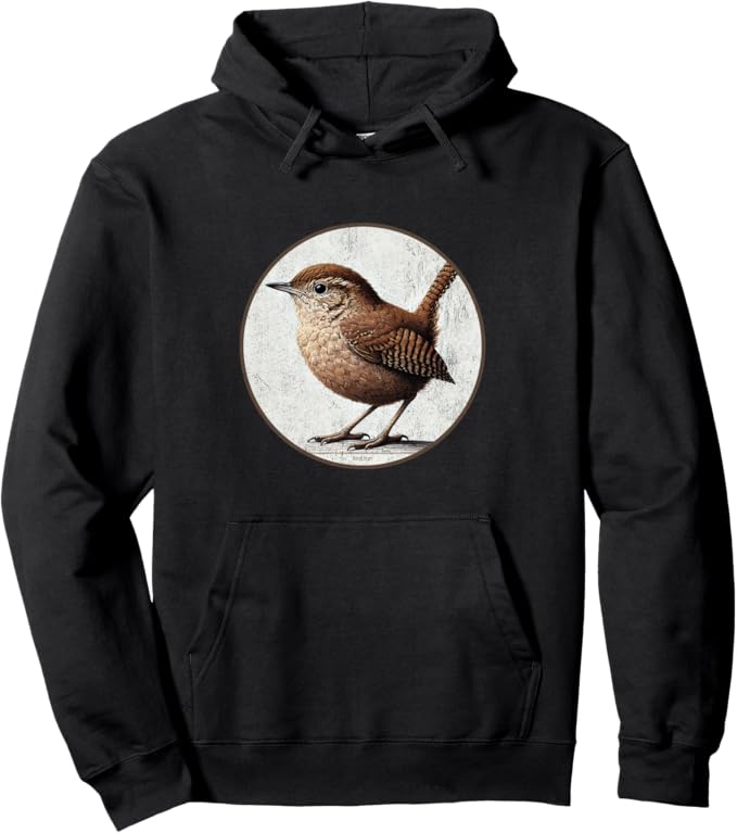 Retro House Wren Hoodie – Vintage Bird Design Sweatshirt