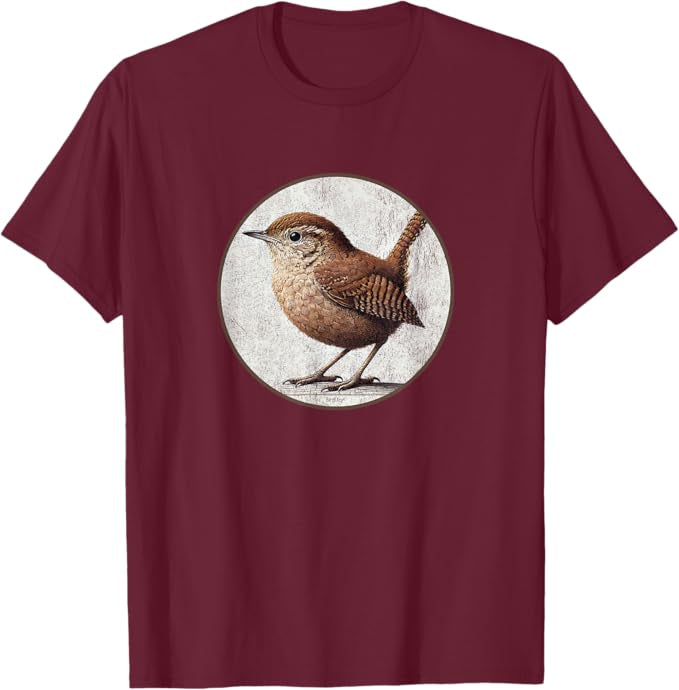 House Wren T-Shirt Retro Design by Bird.fan | Men's Birding Graphic Tee