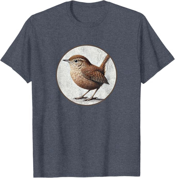 House Wren T-Shirt Retro Design by Bird.fan | Men's Birding Graphic Tee