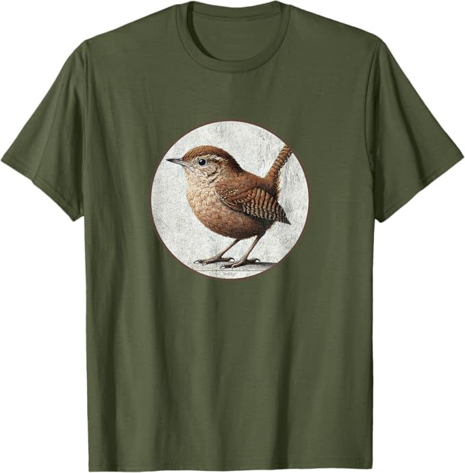 House Wren T-Shirt Retro Design by Bird.fan | Men's Birding Graphic Tee