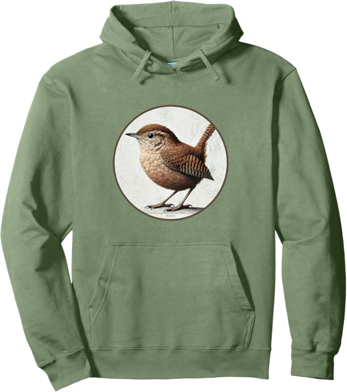 Retro House Wren Hoodie – Vintage Bird Design Sweatshirt