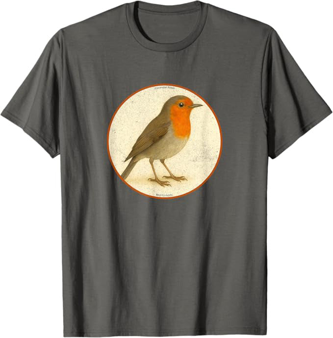 Japanese Robin T-Shirt Retro Design by Bird.fan | Birding Graphic Tee