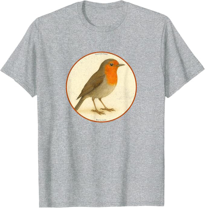 Japanese Robin T-Shirt Retro Design by Bird.fan | Birding Graphic Tee