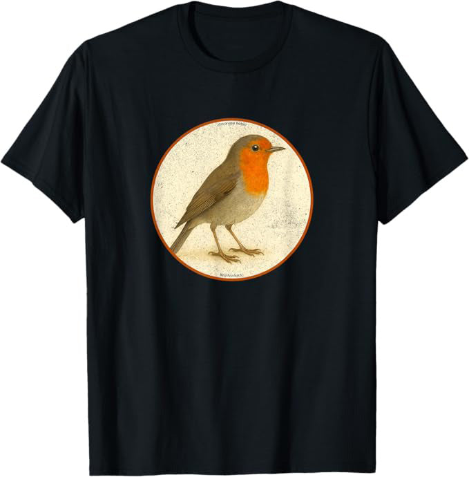 Japanese Robin T-Shirt Retro Design by Bird.fan | Birding Graphic Tee