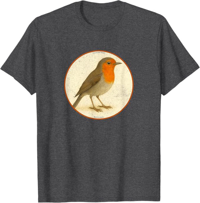 Japanese Robin T-Shirt Retro Design by Bird.fan | Birding Graphic Tee