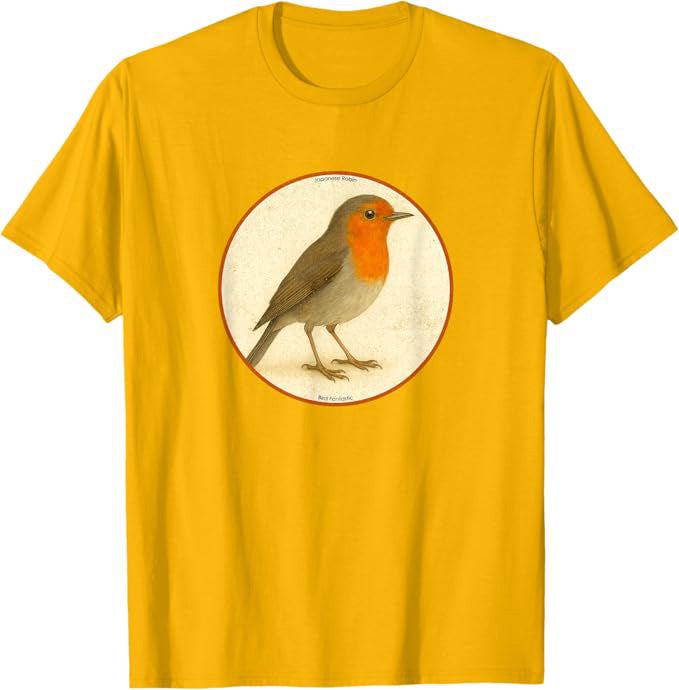Japanese Robin T-Shirt Retro Design by Bird.fan | Birding Graphic Tee