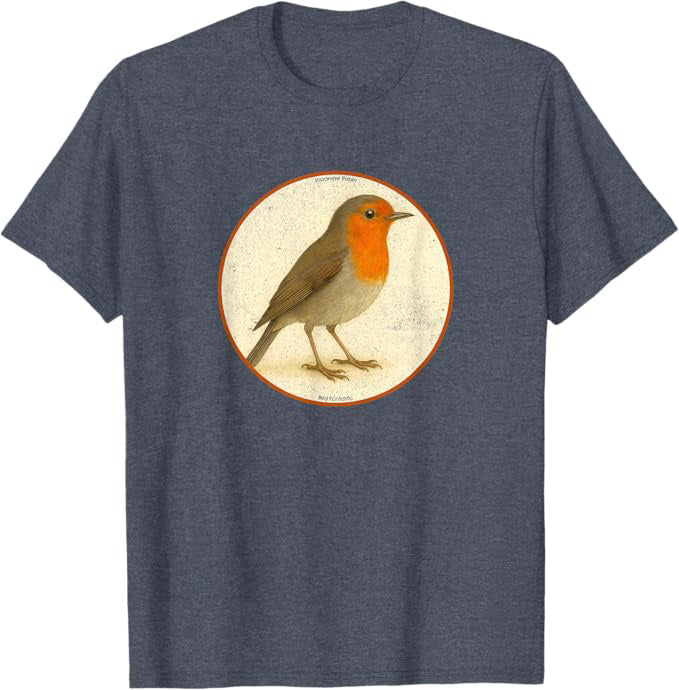 Japanese Robin T-Shirt Retro Design by Bird.fan | Birding Graphic Tee