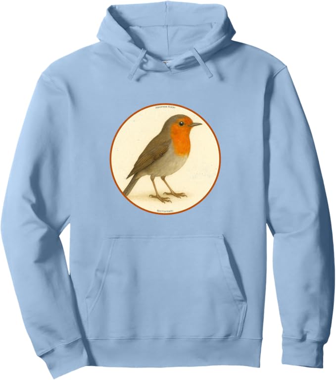 Retro Japanese Robin Hoodie – Vintage Bird Design Sweatshirt