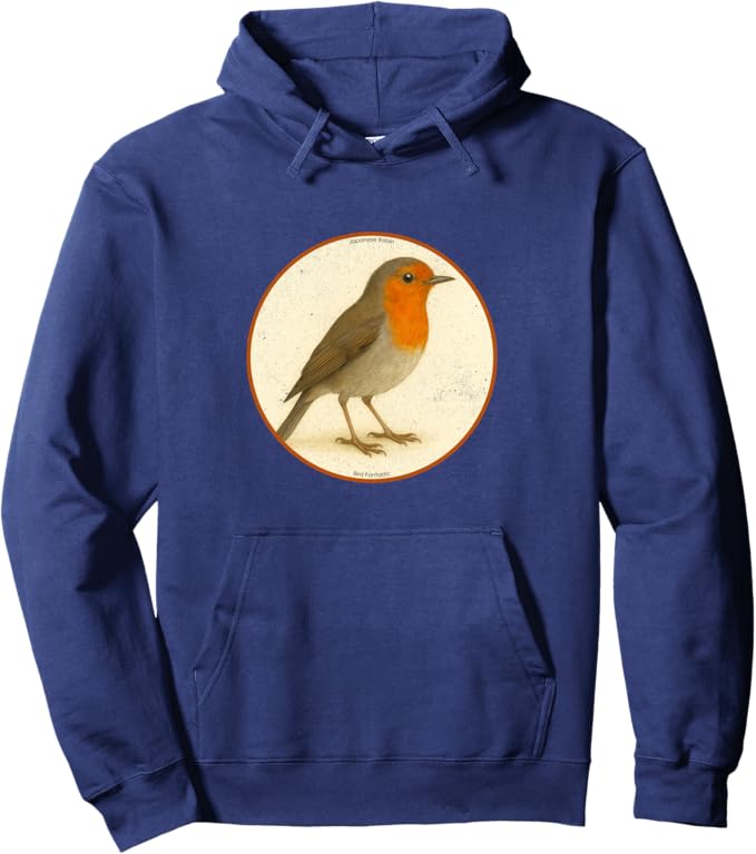 Retro Japanese Robin Hoodie – Vintage Bird Design Sweatshirt