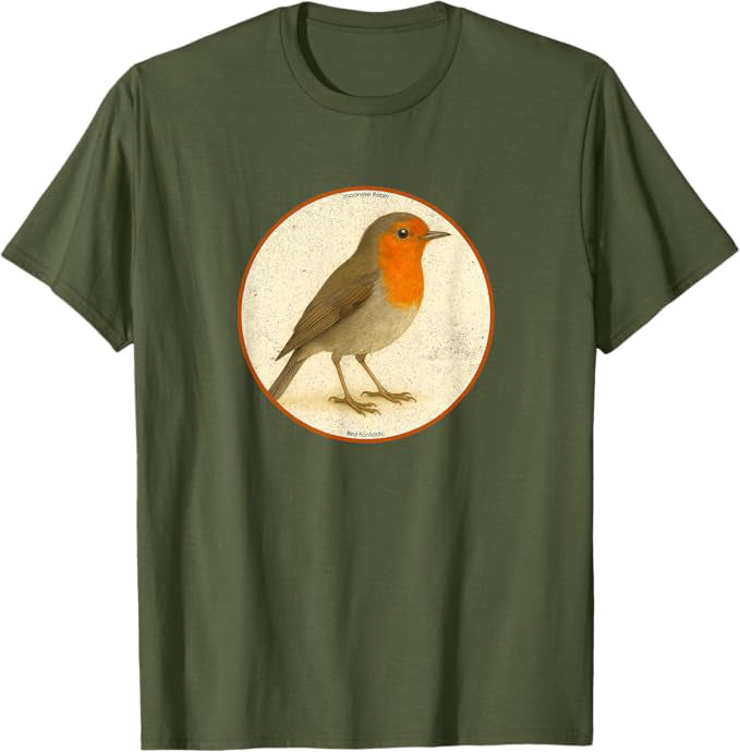 Japanese Robin T-Shirt Retro Design by Bird.fan | Birding Graphic Tee