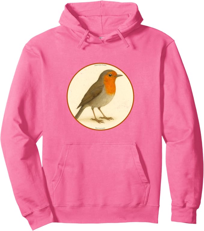 Retro Japanese Robin Hoodie – Vintage Bird Design Sweatshirt