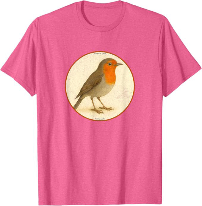 Japanese Robin T-Shirt Retro Design by Bird.fan | Birding Graphic Tee