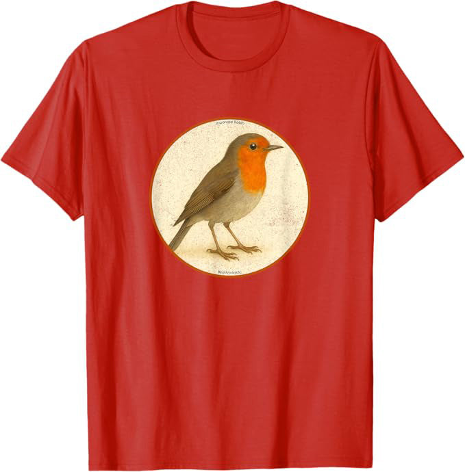Japanese Robin T-Shirt Retro Design by Bird.fan | Birding Graphic Tee
