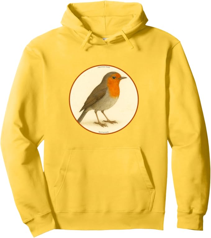 Retro Japanese Robin Hoodie – Vintage Bird Design Sweatshirt