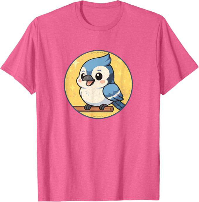 Super Cute Blue Jay Anime Bird Design by Bird.fan | Birding Graphic Tee