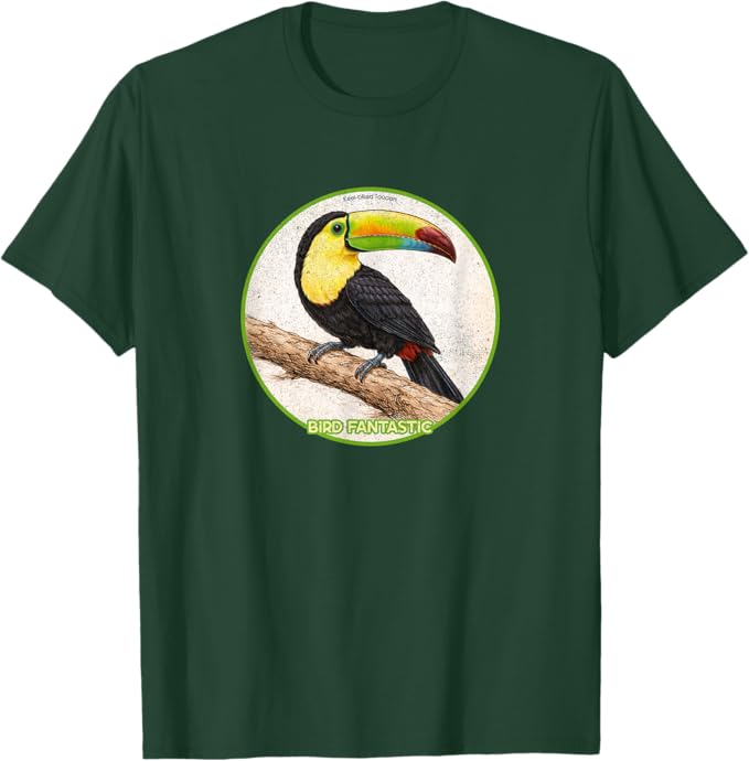 Retro Keel-Billed Toucan T-Shirt Design 10 Colors by Bird Fantastic | Birding Graphic Tee