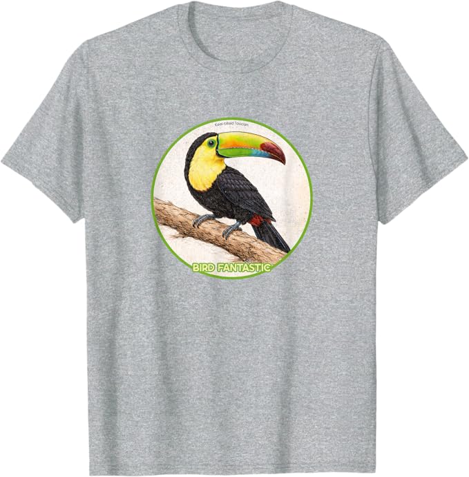 Retro Keel-Billed Toucan T-Shirt Design 10 Colors by Bird Fantastic | Birding Graphic Tee