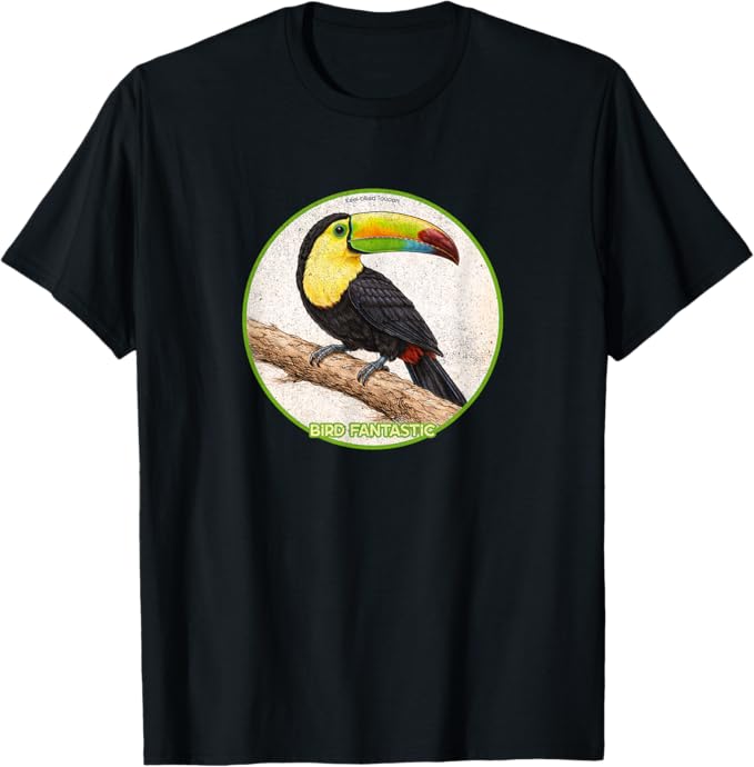 Retro Keel-Billed Toucan T-Shirt Design 10 Colors by Bird Fantastic | Birding Graphic Tee